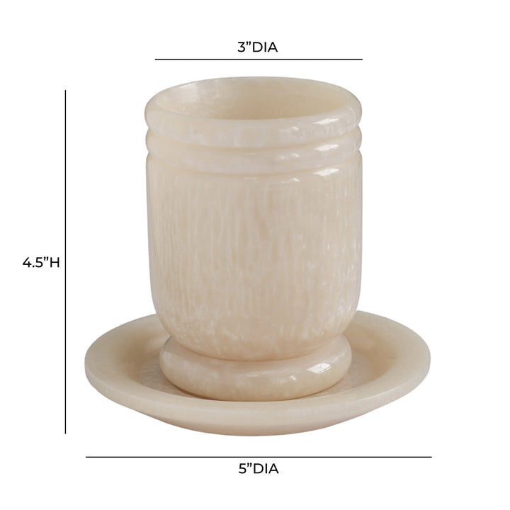 Channeled Swirl Tan Resin Kiddush Cup