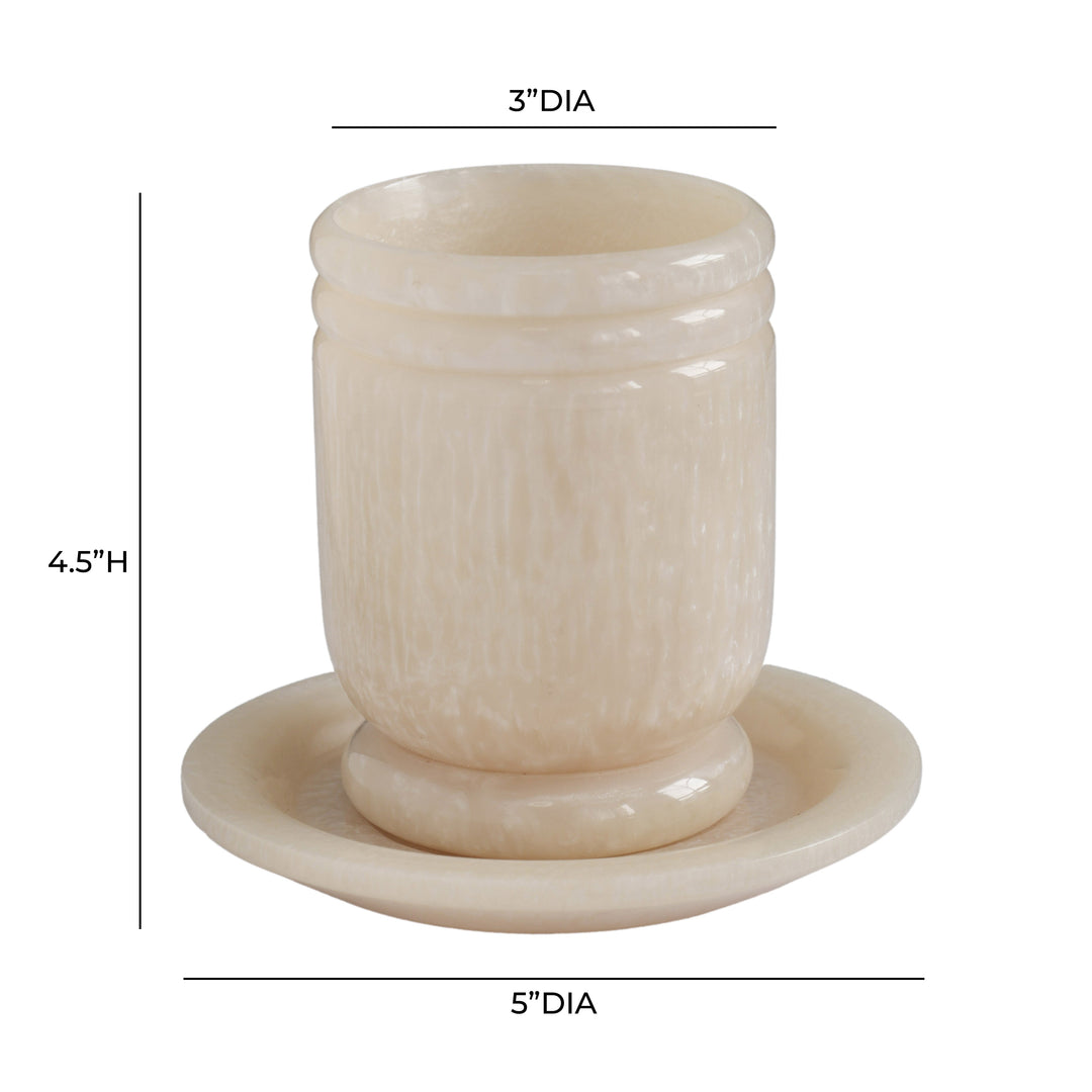 Channeled Swirl Tan Resin Kiddush Cup
