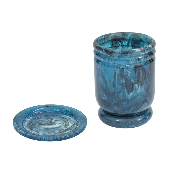 Channeled Swirl Blue Resin Kiddush Cup