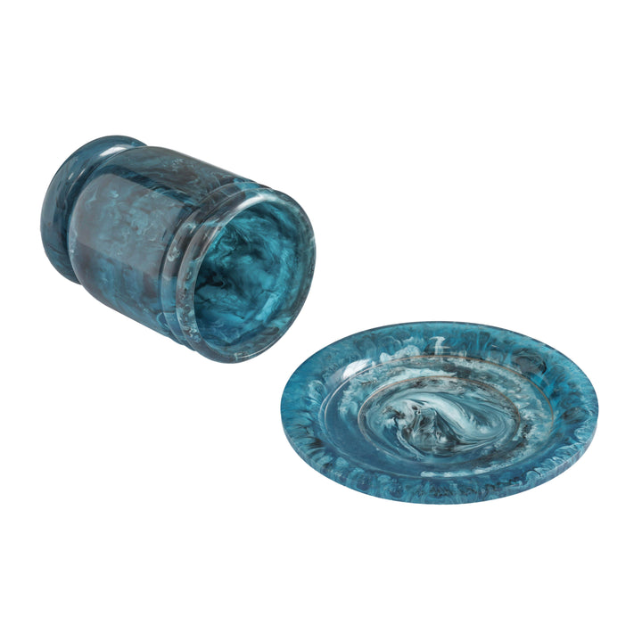 Channeled Swirl Blue Resin Kiddush Cup
