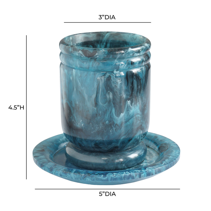 Channeled Swirl Blue Resin Kiddush Cup