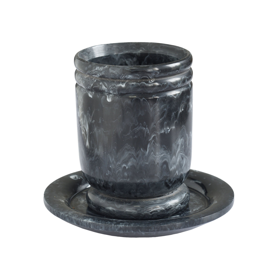 Channeled Swirl Black &amp; White Resin Kiddush Cup