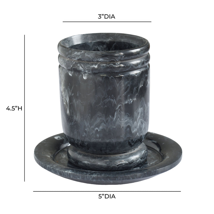 Channeled Swirl Black &amp;amp; White Resin Kiddush Cup
