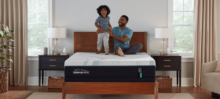 TEMPUR-Adapt Medium Mattress on a TEMPUR-Ergo adjustable base in a bedroom