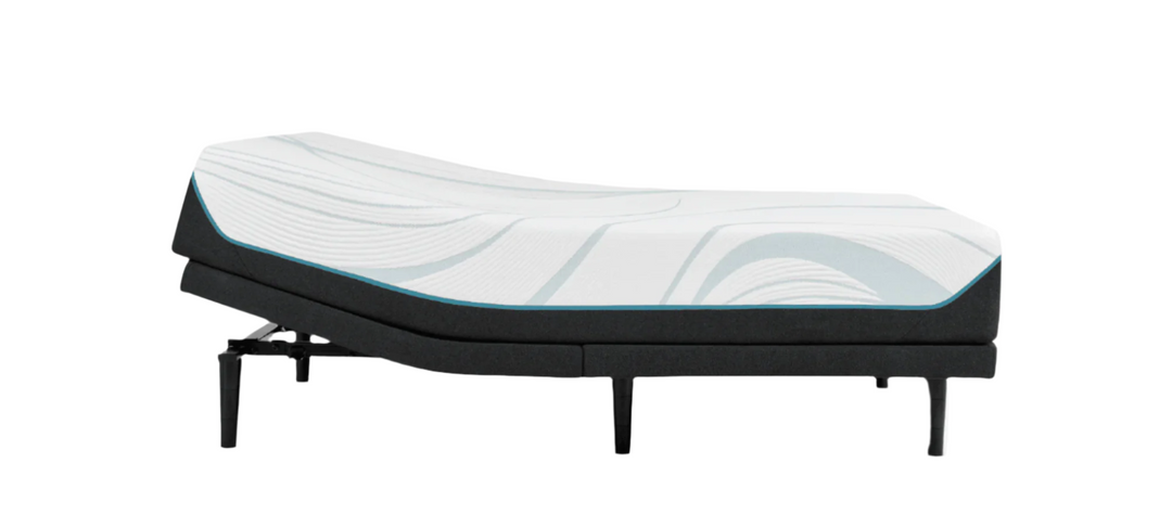 Mattress foundation with adjustable base on a gray background