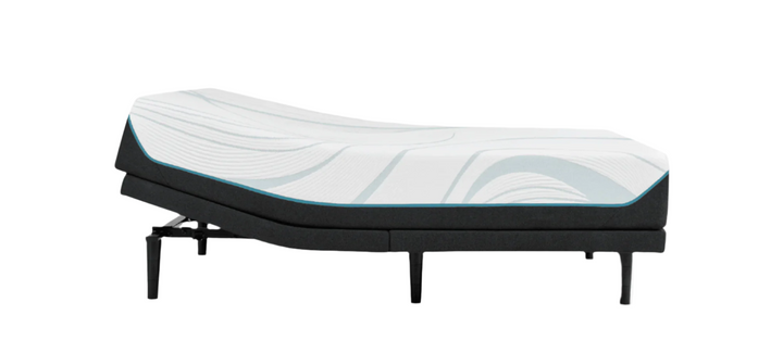 Mattress foundation with adjustable base on a gray background