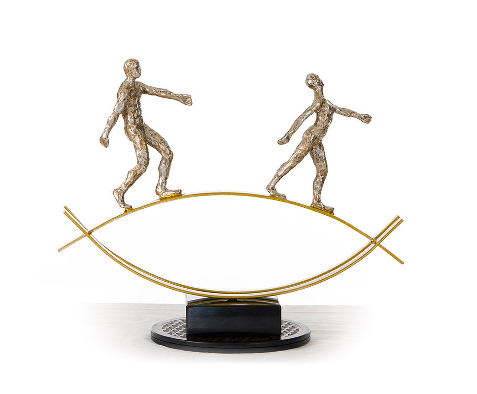 SZ0241 Modern Bronze Acrobats-Tightrope Sculpture - View 2