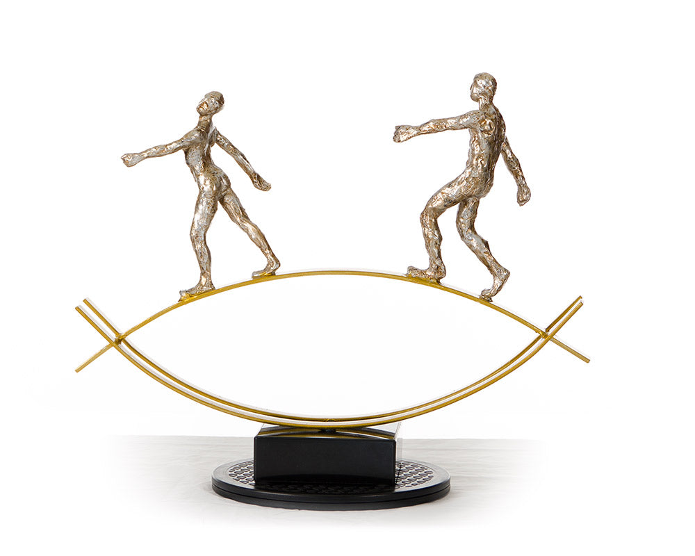 SZ0241 Modern Bronze Acrobats-Tightrope Sculpture - View 6