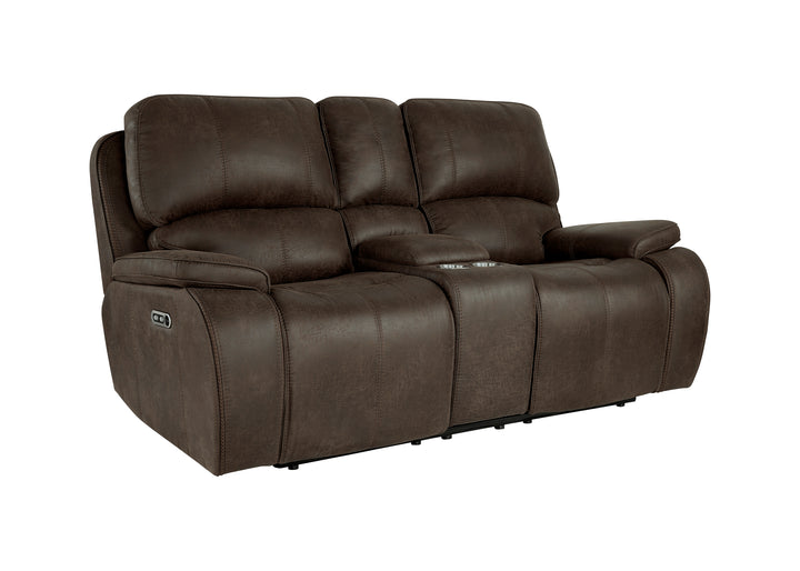 Brookings Console Loveseat W/pwr Hr &amp; Fr-Brown