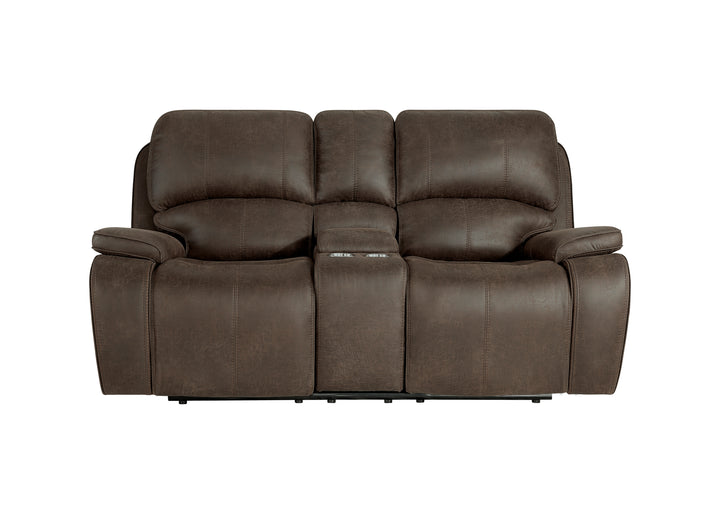 Brookings Console Loveseat W/pwr Hr &amp; Fr-Brown