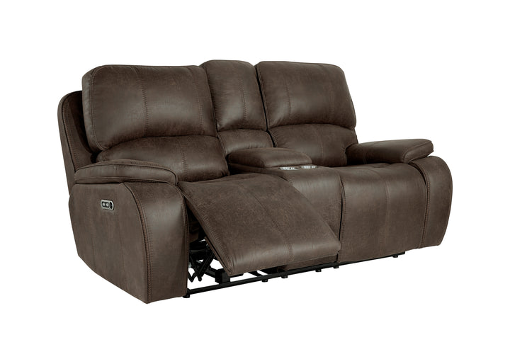 Brookings Console Loveseat W/pwr Hr &amp; Fr-Brown