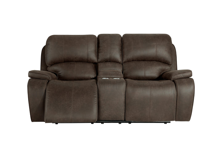 Brookings Console Loveseat W/pwr Hr &amp; Fr-Brown