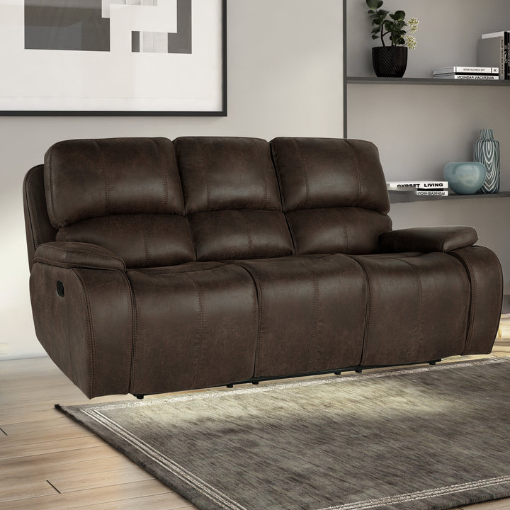 Brookings  Sofa W/dual Recliner-Brown
