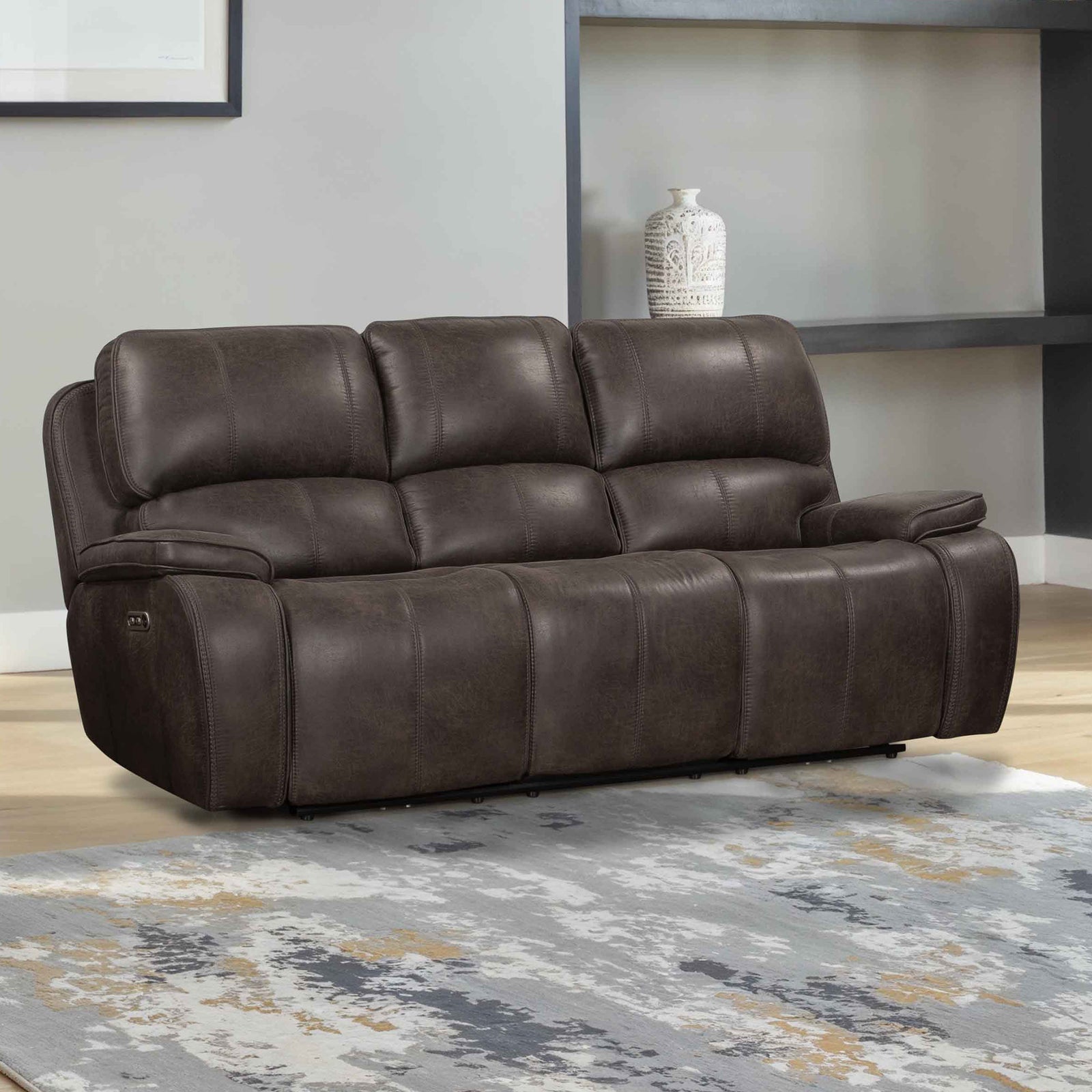 Brookings  Sofa W/pwr Hr & Fr-Charcoal Gray