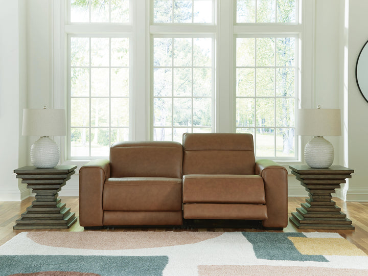 Magic Man 2-Piece Power Reclining Sectional Loveseat - Caramel (2)