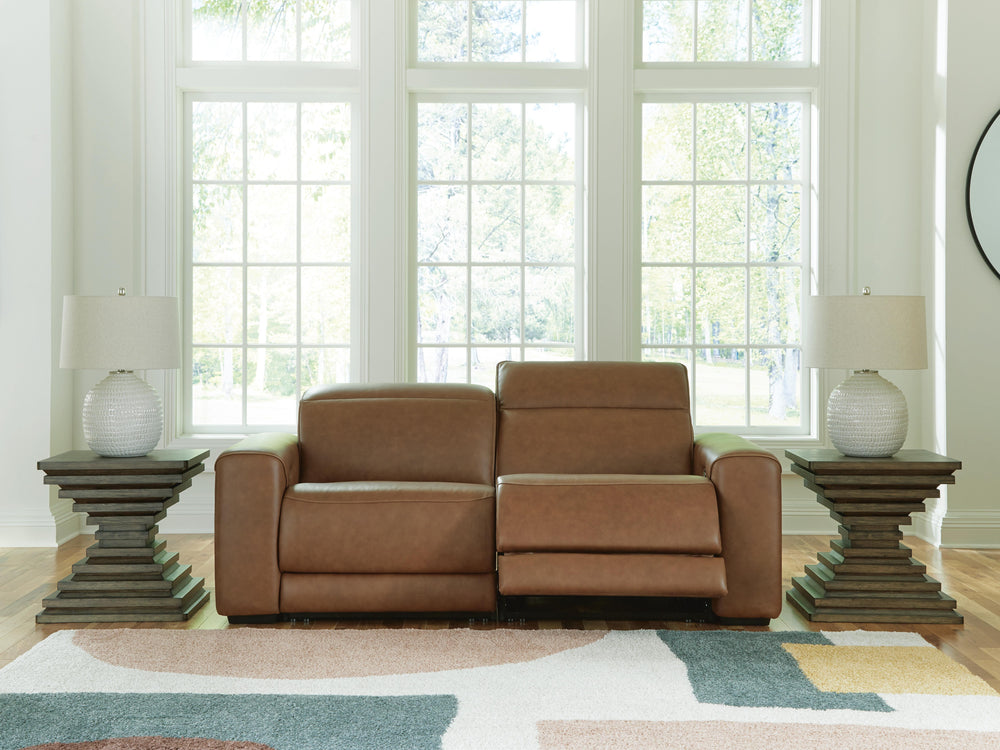 Magic Man 2-Piece Power Reclining Sectional Loveseat - Caramel (2)