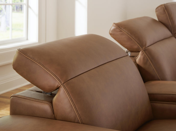 Magic Man 2-Piece Power Reclining Sectional Loveseat - Caramel (3)