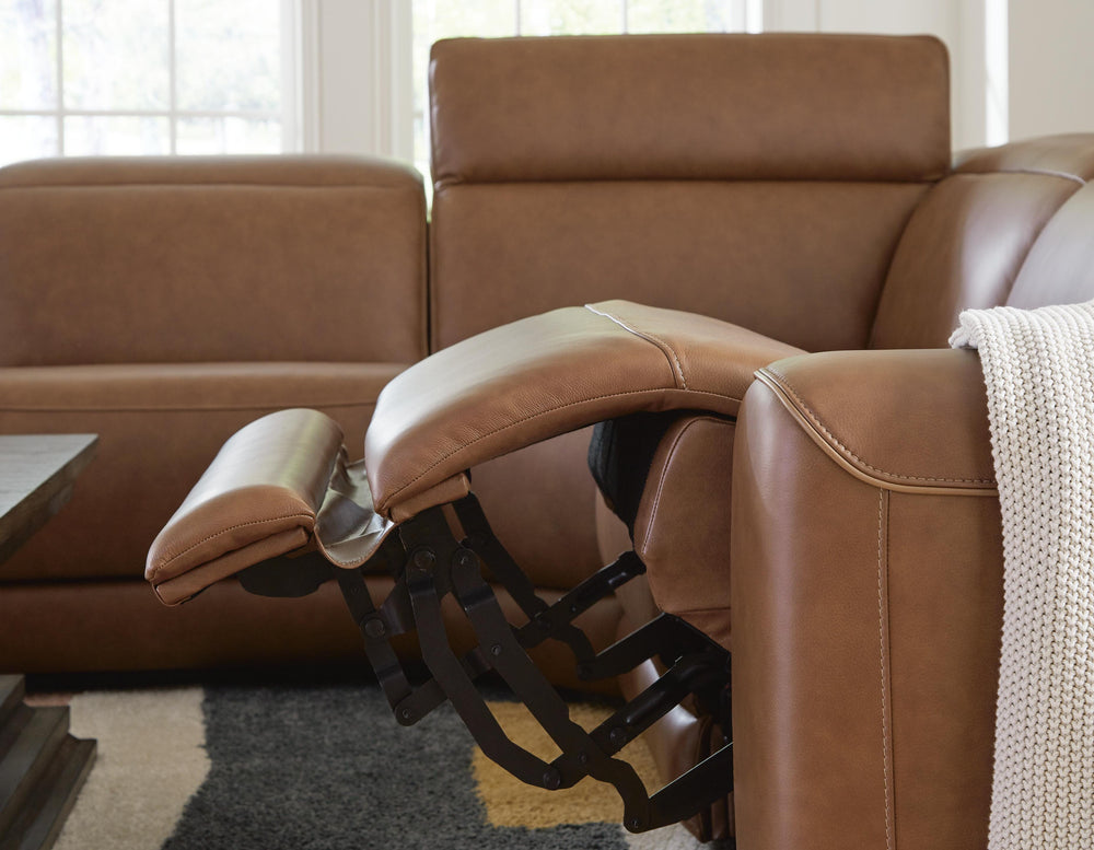 Magic Man 5-Piece Power Reclining Sectional with Console - Caramel (3)