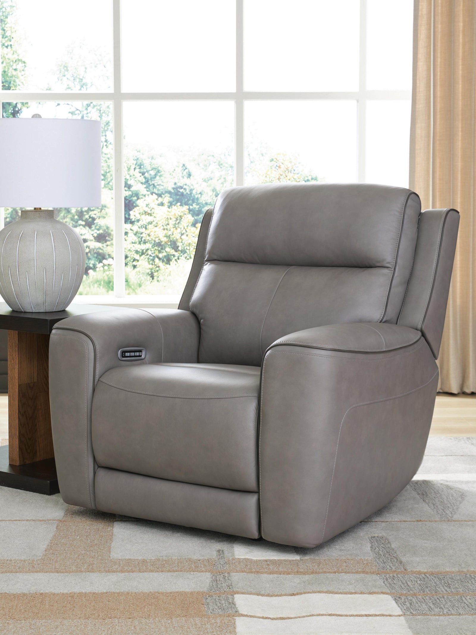 5Z-Comfort Power Recliner with Adjustable Headrest - Dark Gray (2)