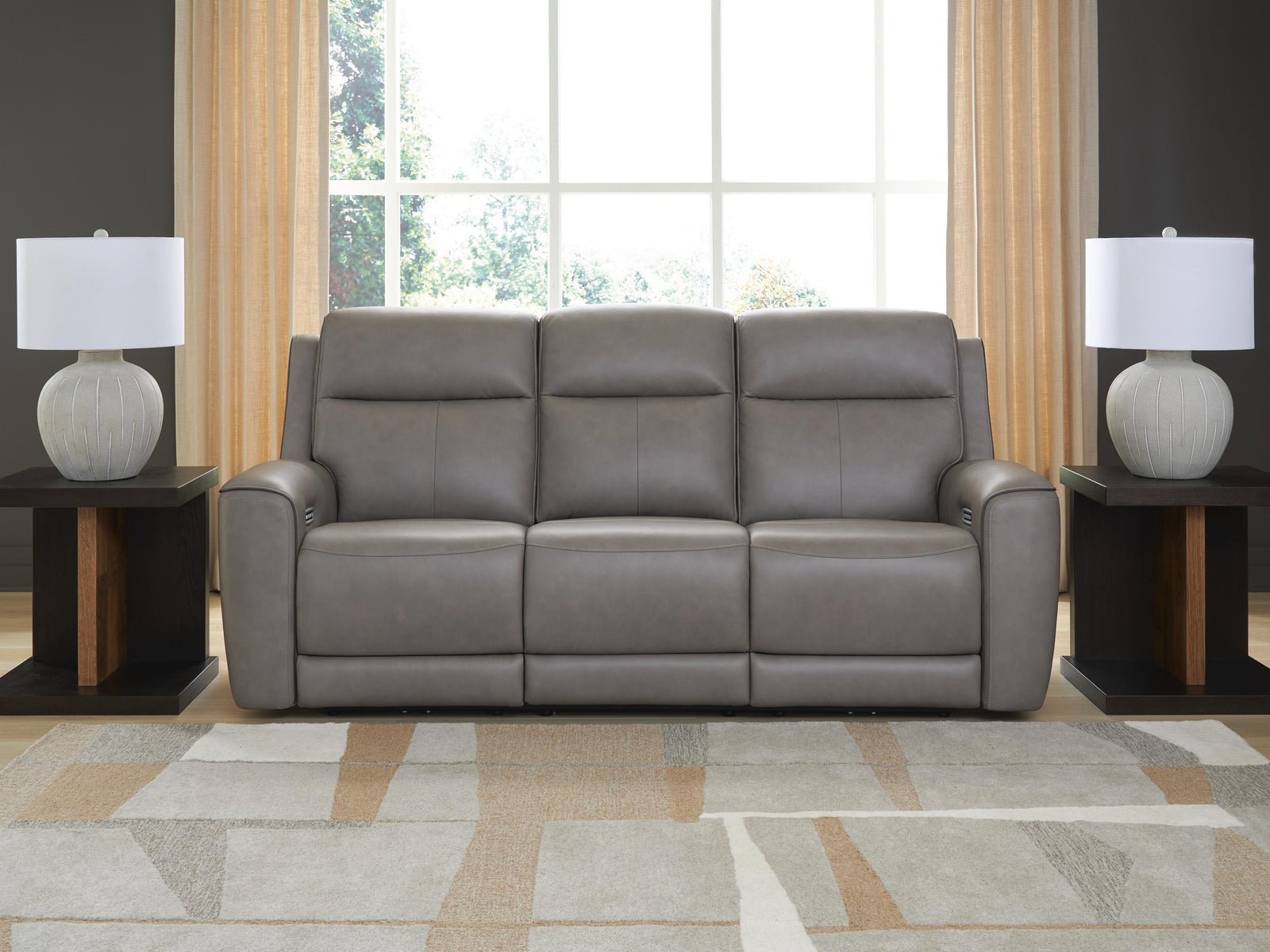 5Z-Comfort Power Reclining Sofa with Adjustable Headrest - Dark Gray (2)