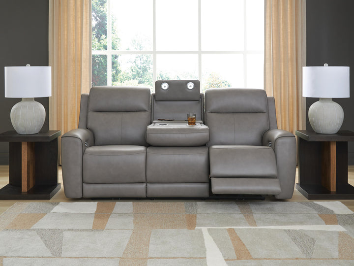 5Z-Comfort Power Reclining Sofa with Adjustable Headrest - Dark Gray (5)