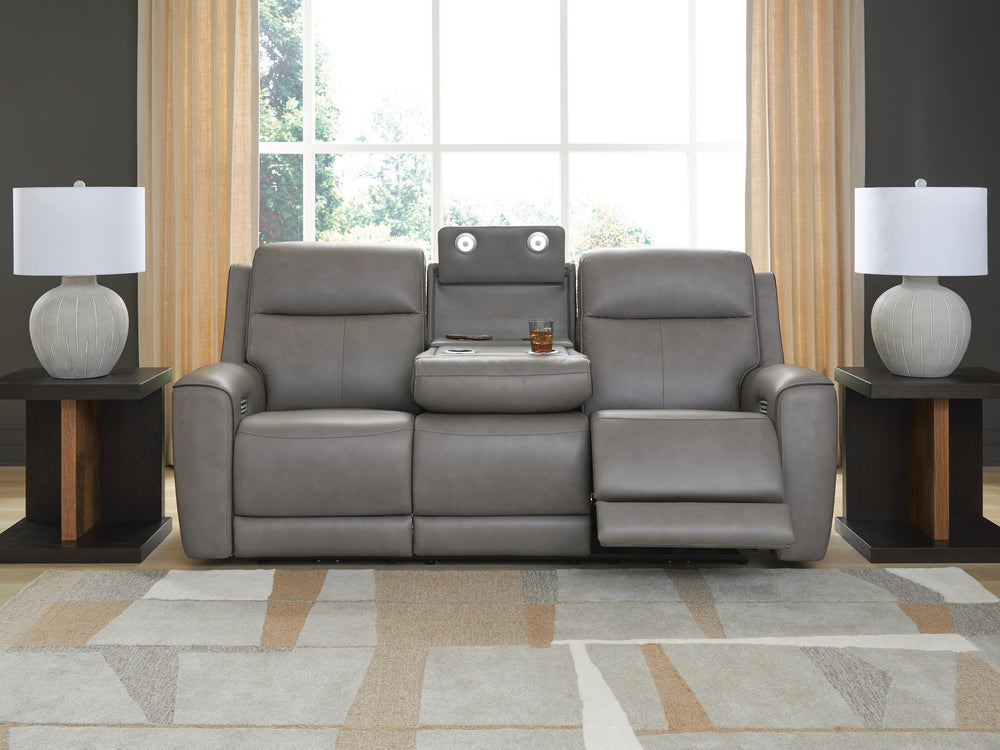 5Z-Comfort Power Reclining Sofa with Adjustable Headrest - Dark Gray (5)