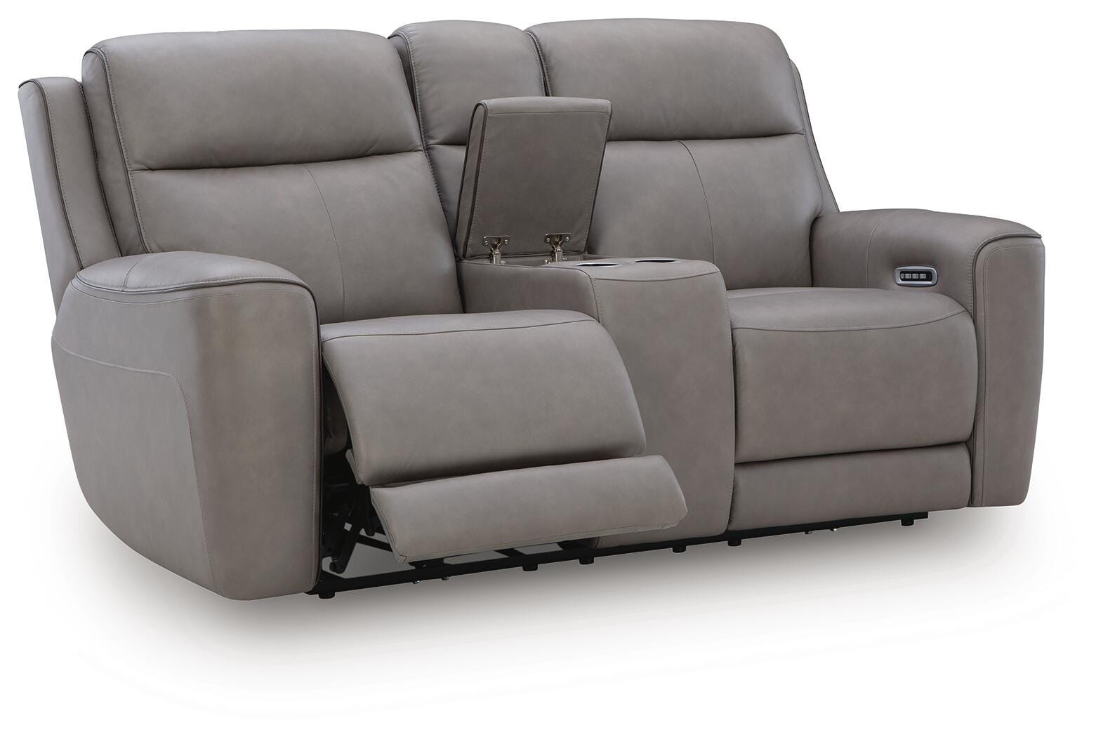 5Z-Comfort Power Reclining Loveseat with Console and Adjustable Headrest  - Dark Gray (1)