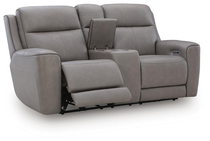 5Z-Comfort Power Reclining Loveseat with Console and Adjustable Headrest  - Dark Gray (1)