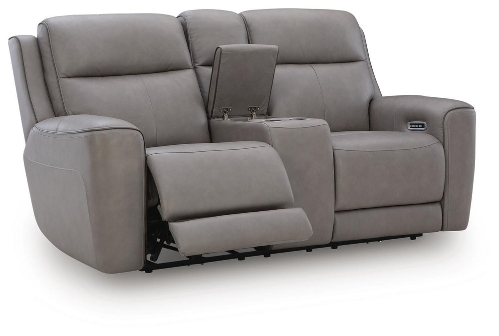 5Z-Comfort Power Reclining Loveseat with Console and Adjustable Headrest  - Dark Gray (1)