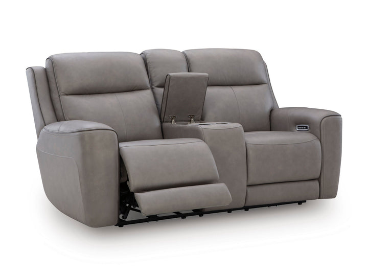 5Z-Comfort Power Reclining Loveseat with Console and Adjustable Headrest  - Dark Gray