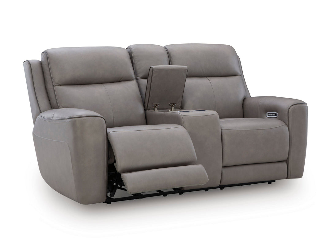 5Z-Comfort Power Reclining Loveseat with Console and Adjustable Headrest  - Dark Gray
