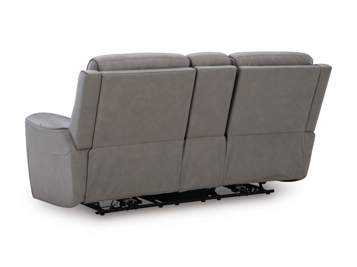 5Z-Comfort Power Reclining Loveseat with Console and Adjustable Headrest  - Dark Gray