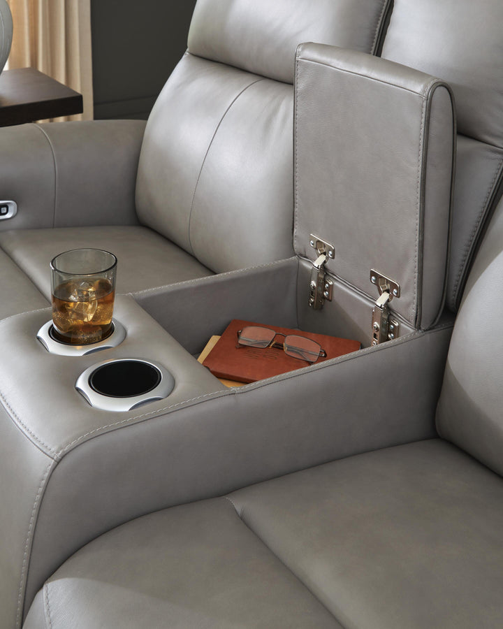 5Z-Comfort Power Reclining Loveseat with Console and Adjustable Headrest  - Dark Gray (5)