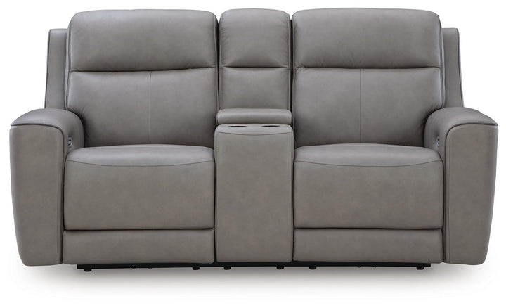 5Z-Comfort Power Reclining Loveseat with Console and Adjustable Headrest  - Dark Gray (4)