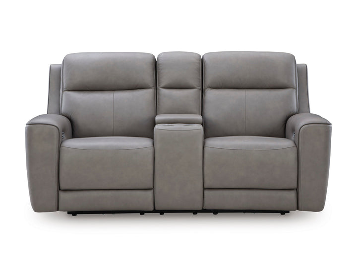 5Z-Comfort Power Reclining Loveseat with Console and Adjustable Headrest  - Dark Gray