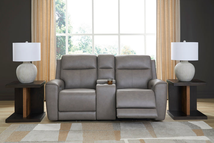 5Z-Comfort Power Reclining Loveseat with Console and Adjustable Headrest
