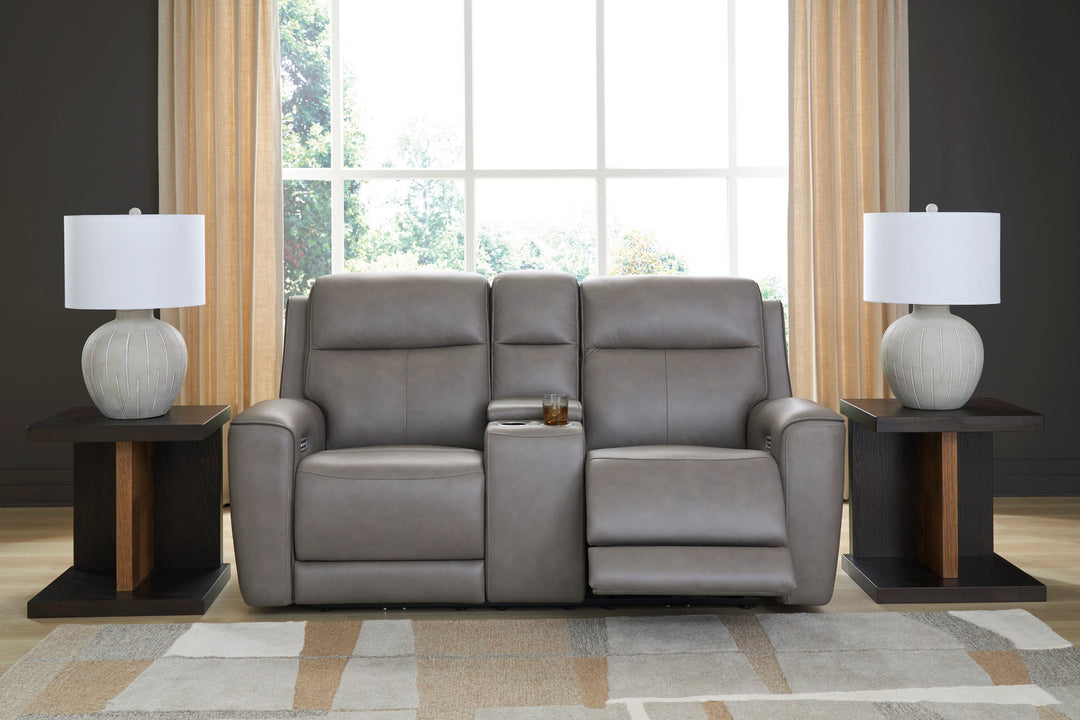 5Z-Comfort Power Reclining Loveseat with Console and Adjustable Headrest