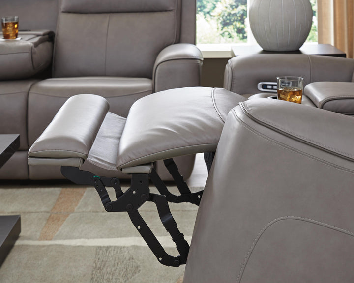 5Z-Comfort Power Reclining Loveseat with Console and Adjustable Headrest  - Dark Gray (7)