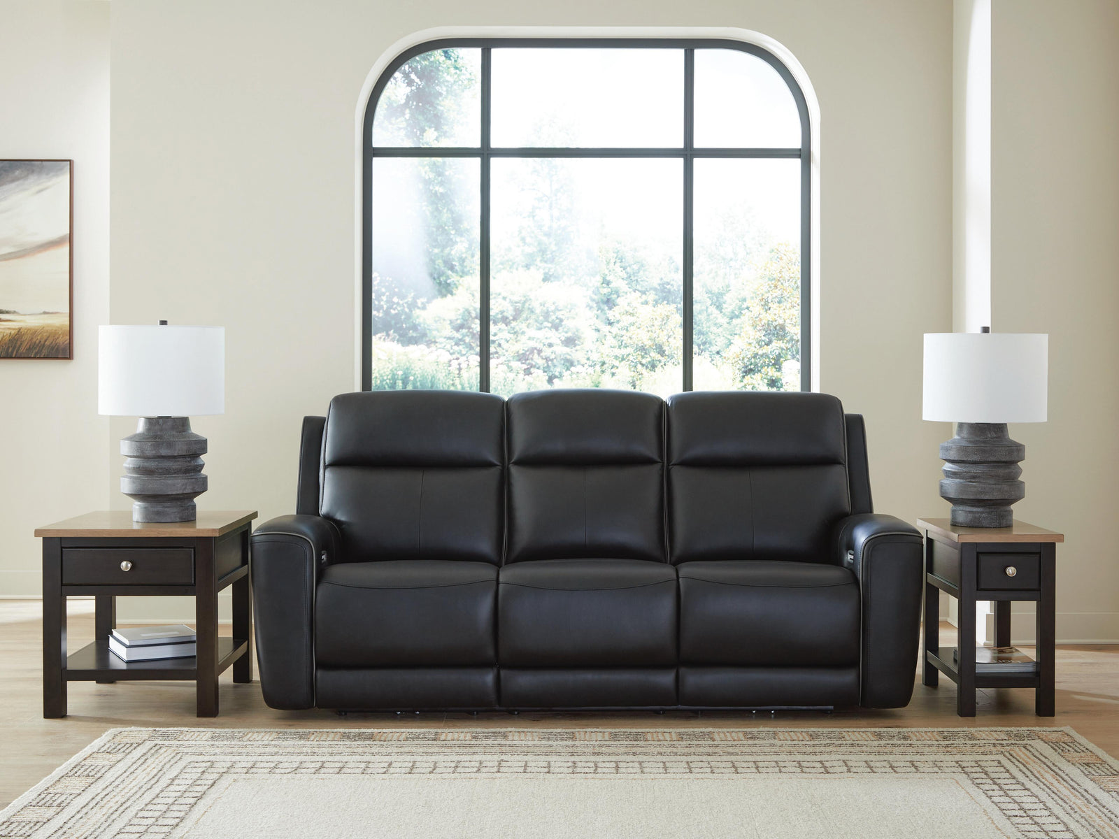 5Z-Comfort Power Reclining Sofa with Adjustable Headrest - Black (2)