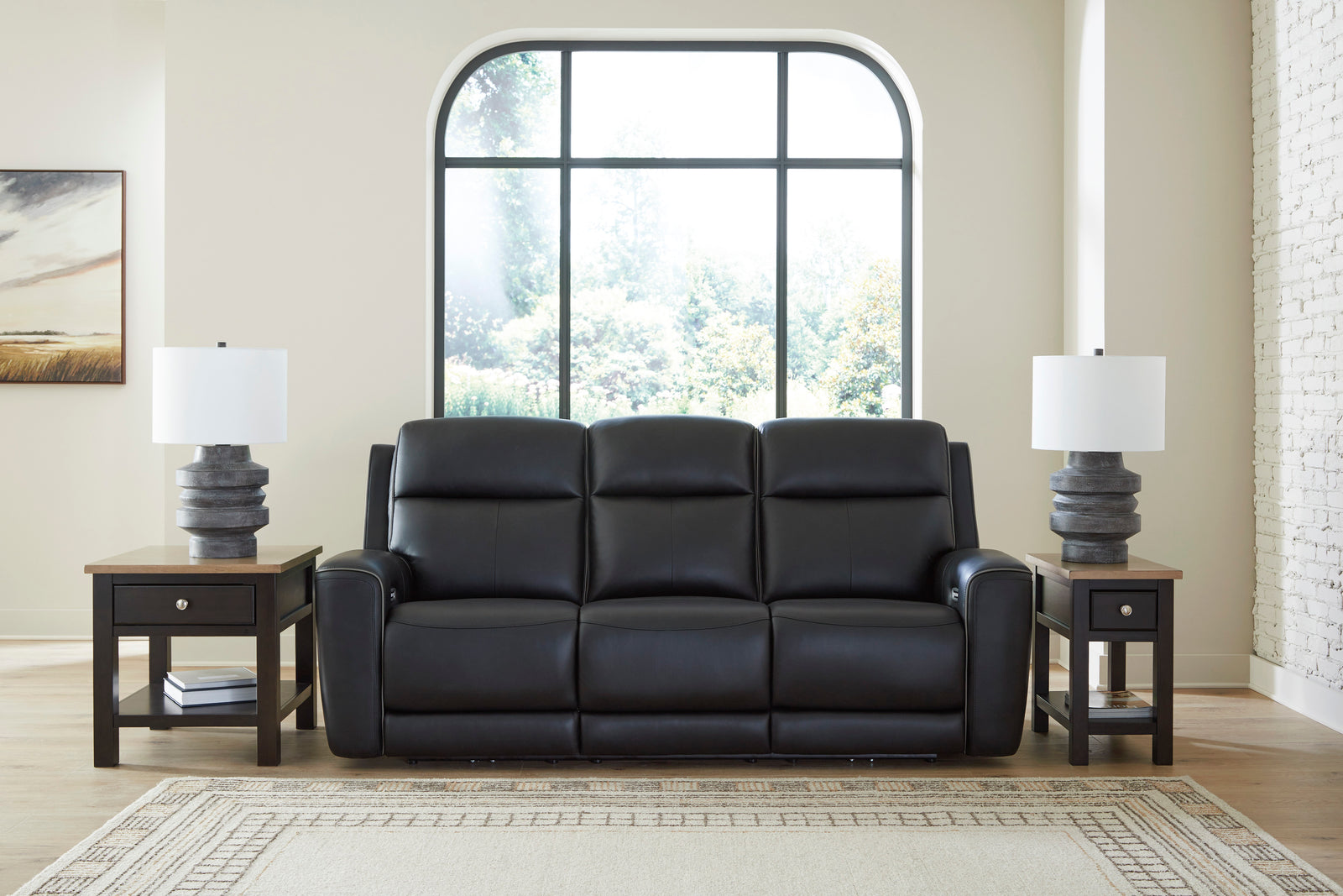 5Z-Comfort Power Reclining Sofa with Adjustable Headrest in Black