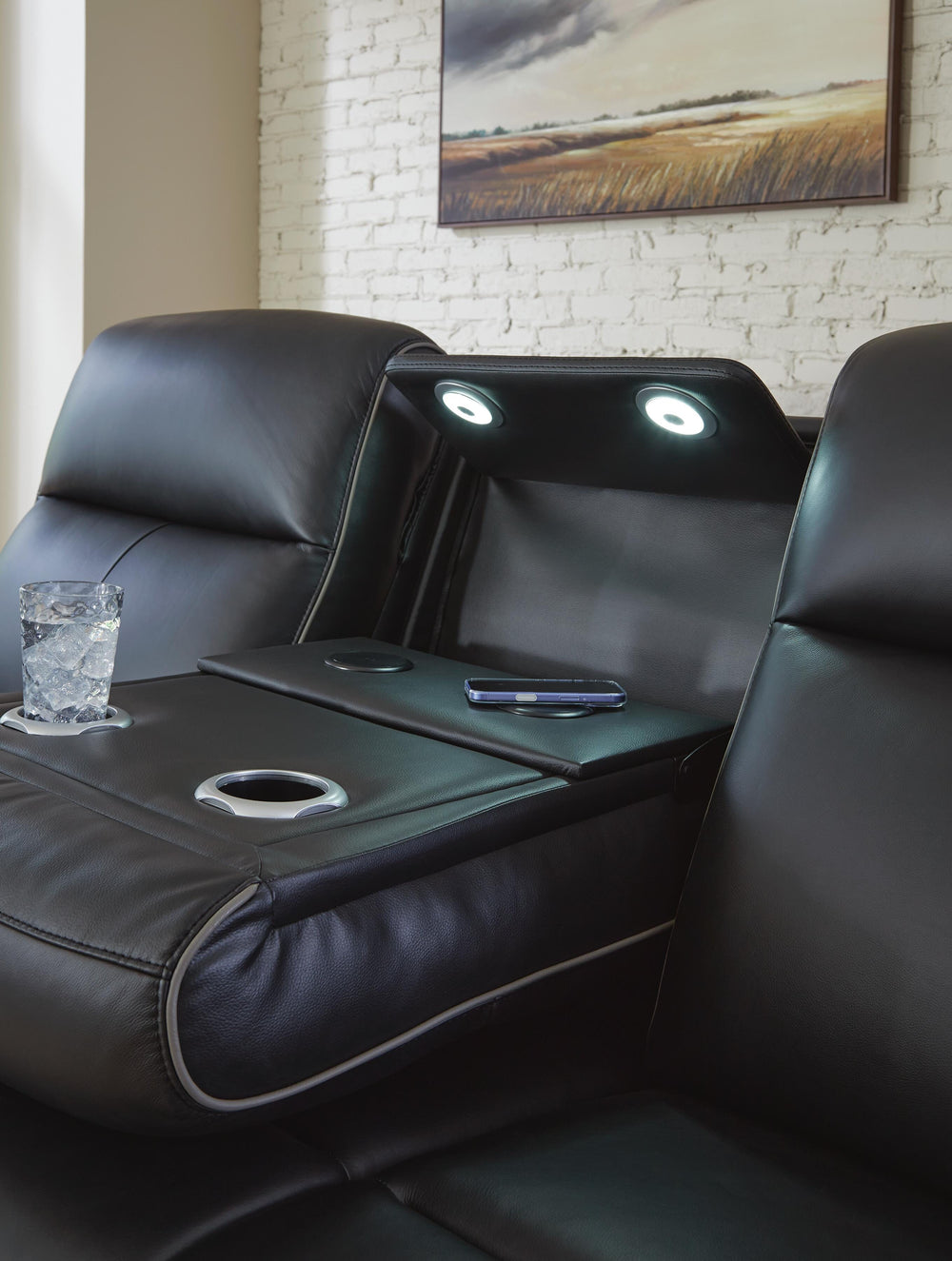 5Z-Comfort Power Reclining Sofa with Adjustable Headrest - Black (9)