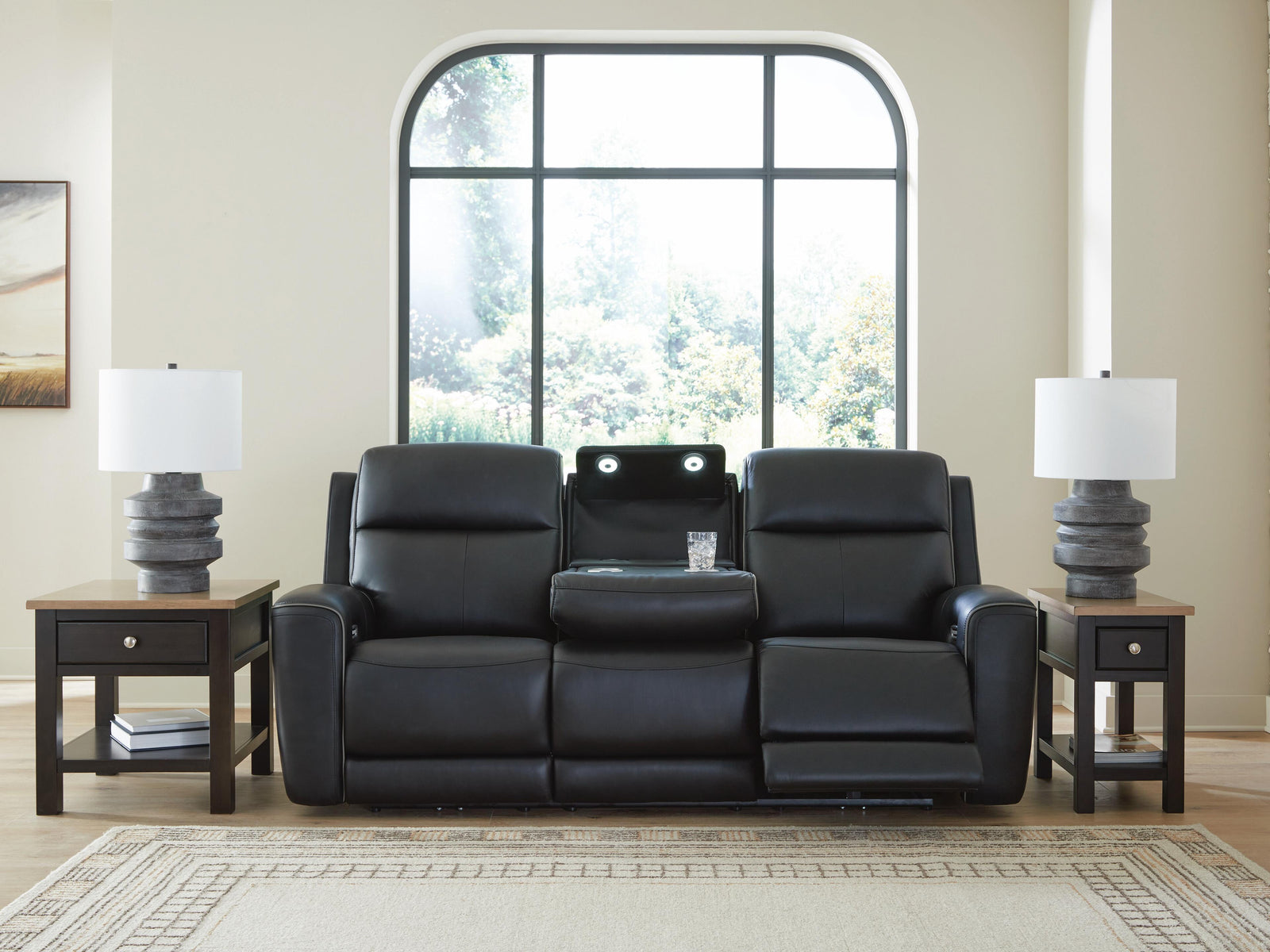 5Z-Comfort Power Reclining Sofa with Adjustable Headrest - Black (7)