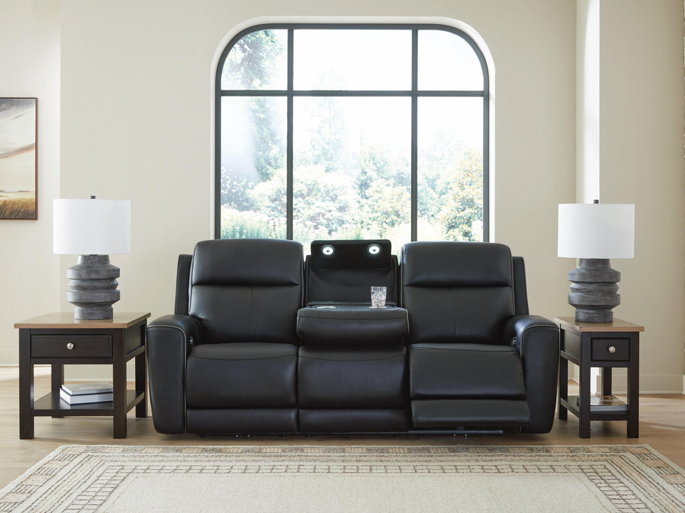 5Z-Comfort Power Reclining Sofa with Adjustable Headrest - Black (7)