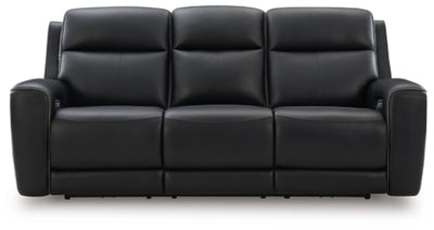 5Z-Comfort Power Reclining Sofa with Adjustable Headrest - Black | Ashley Furniture