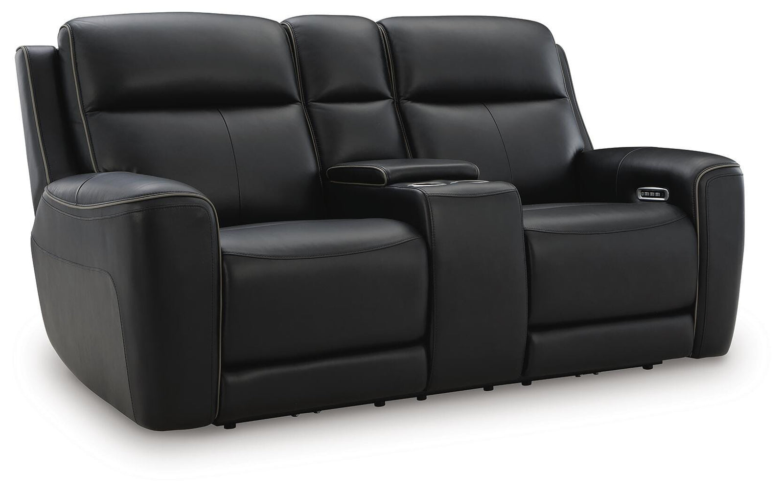 5Z-Comfort Power Reclining Loveseat with Console and Adjustable Headrest - Black (1)