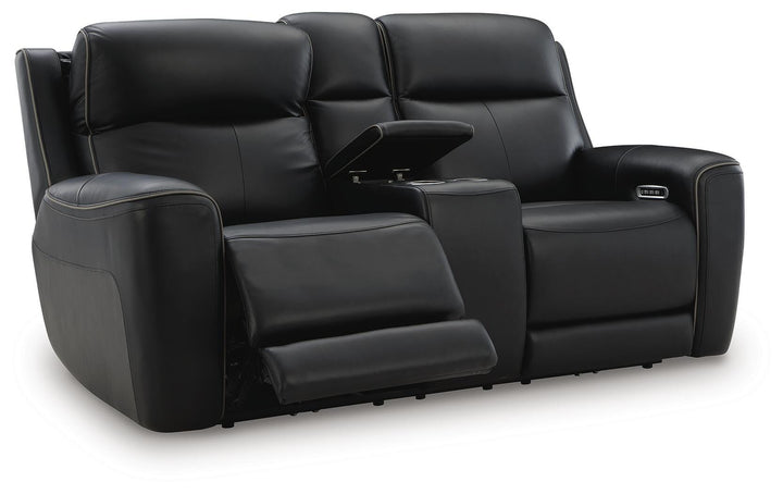 5Z-Comfort Power Reclining Loveseat with Console and Adjustable Headrest - Black (3)