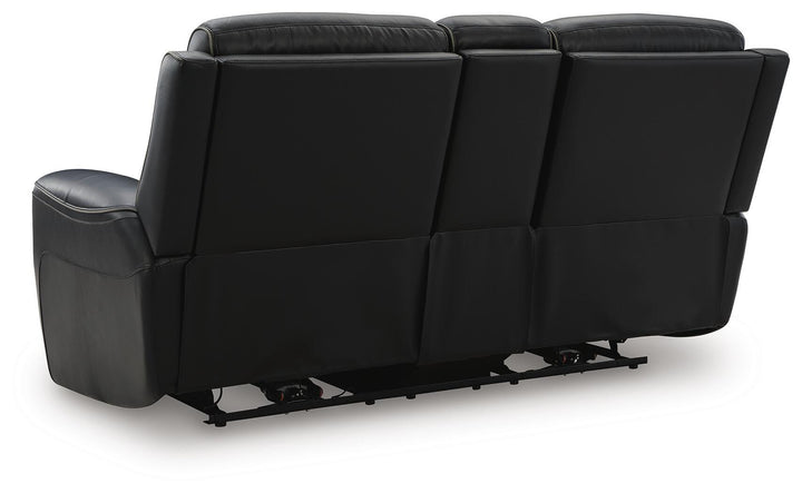 5Z-Comfort Power Reclining Loveseat with Console and Adjustable Headrest - Black (6)