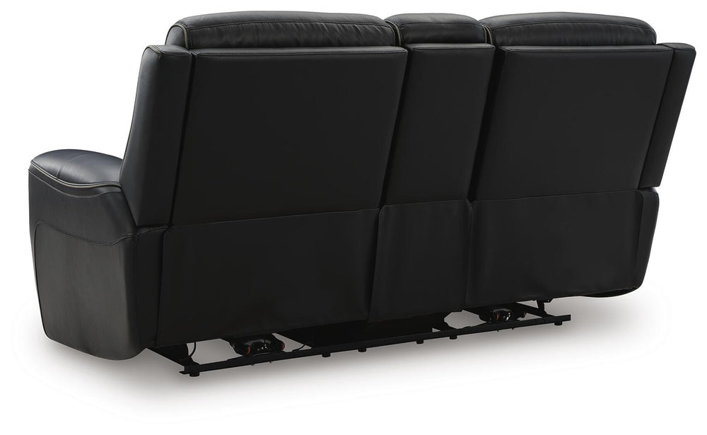 5Z-Comfort Power Reclining Loveseat with Console and Adjustable Headrest - Black (6)