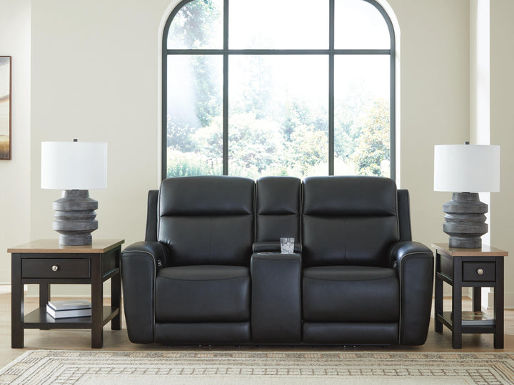 5Z-Comfort Power Reclining Loveseat with Console and Adjustable Headrest - Black (2)