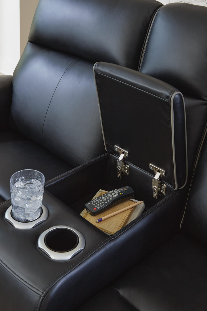 5Z-Comfort Power Reclining Loveseat with Console and Adjustable Headrest - Black (8)